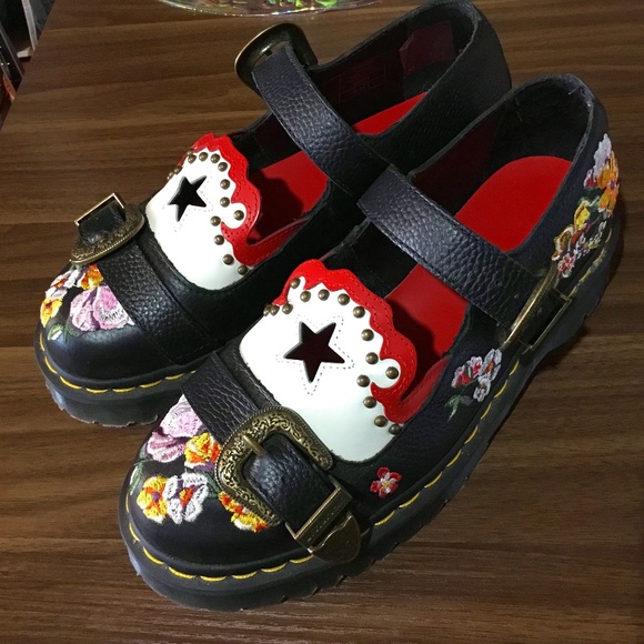 Dr. Martens Shoes - Dr. Martens Mukai embroidered mary jane shoes, size 10 Aunt Sally